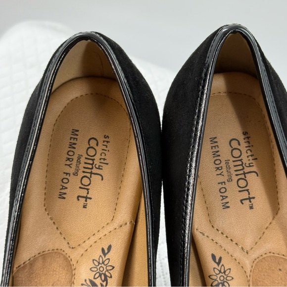 Strictly Comfort Black Peep Toe Heels with retro button size 9 women’s - Picture 9 of 12